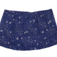 Navy blue skirt with white floral pattern on a white background