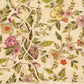 Embroidered fabric with floral and butterfly patterns on a white background