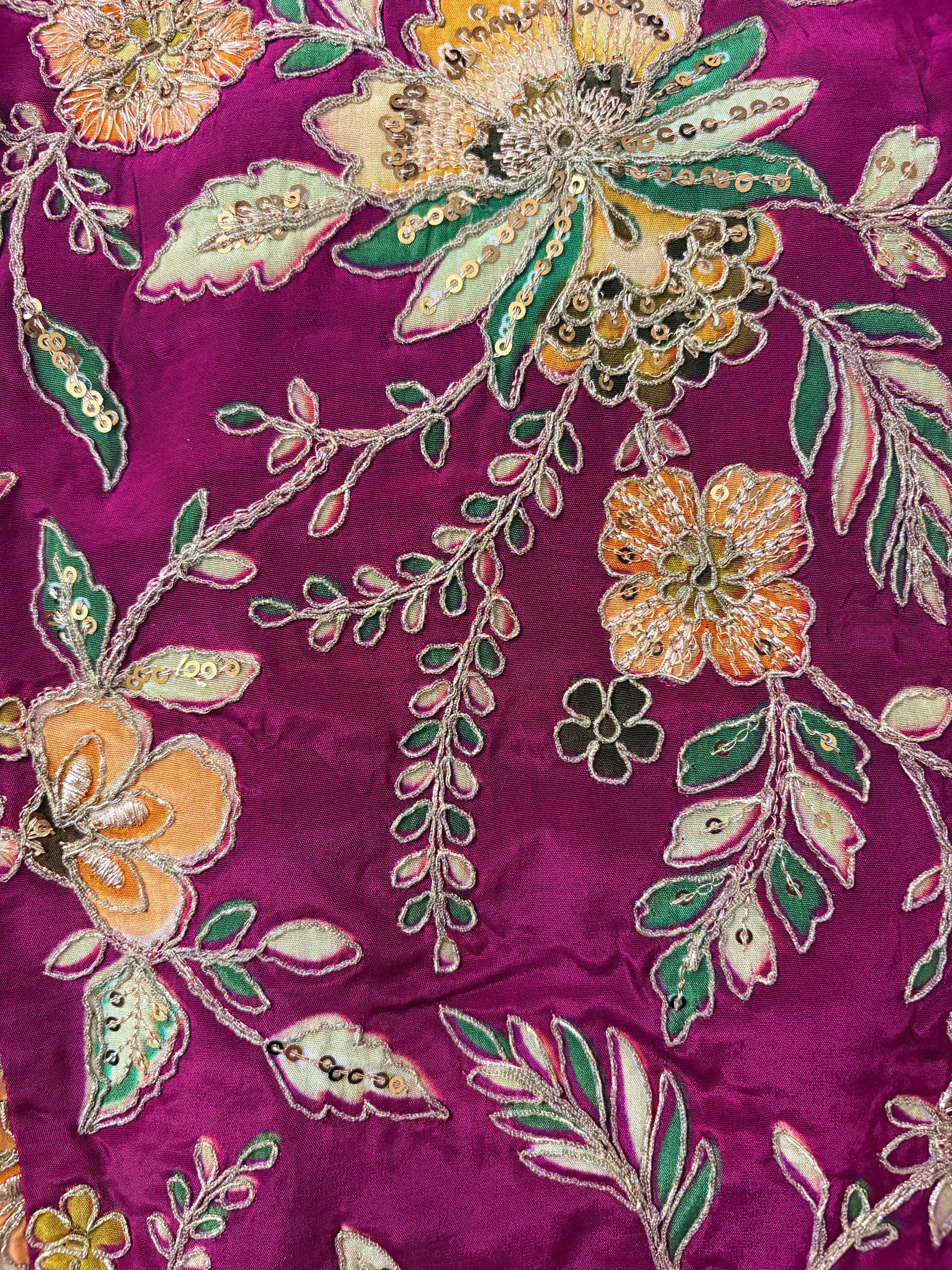 Shreya Flora Beaded Skirt in Plum