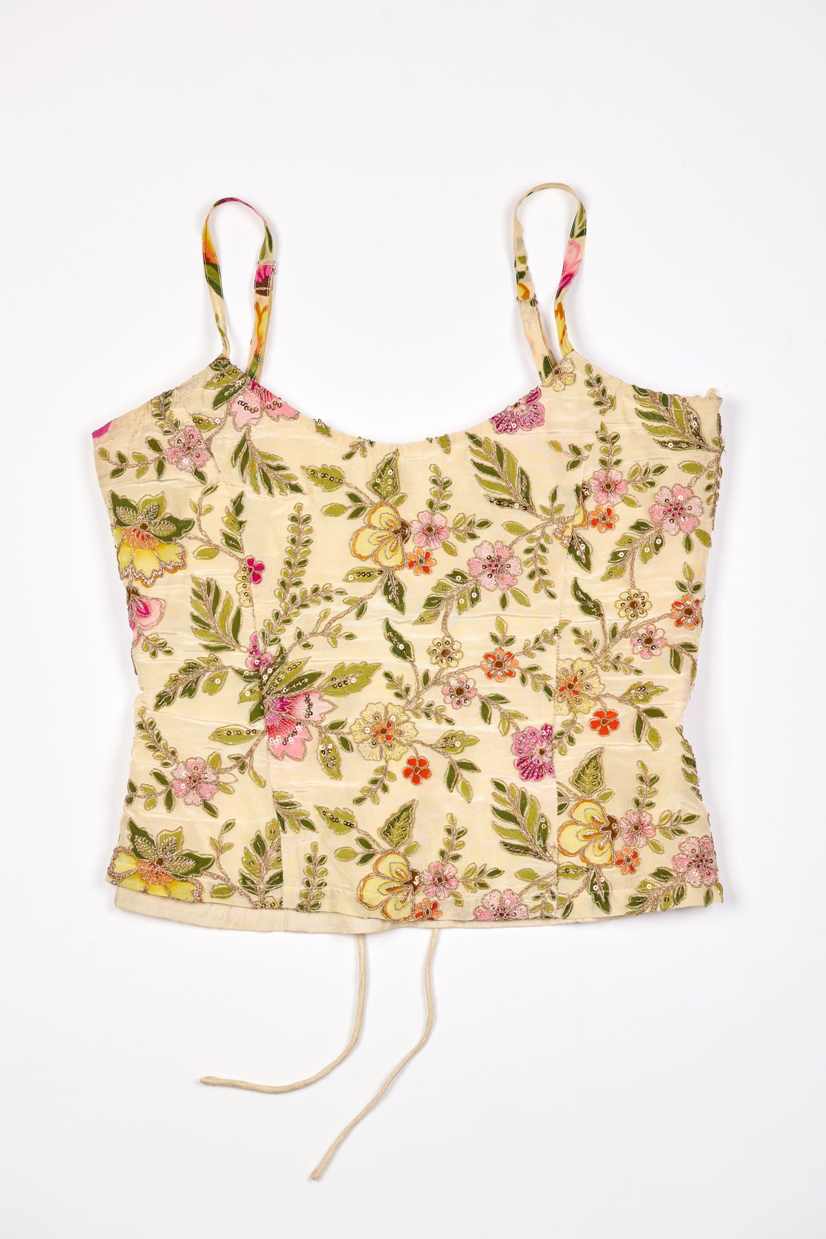 Floral patterned crop top on a white background