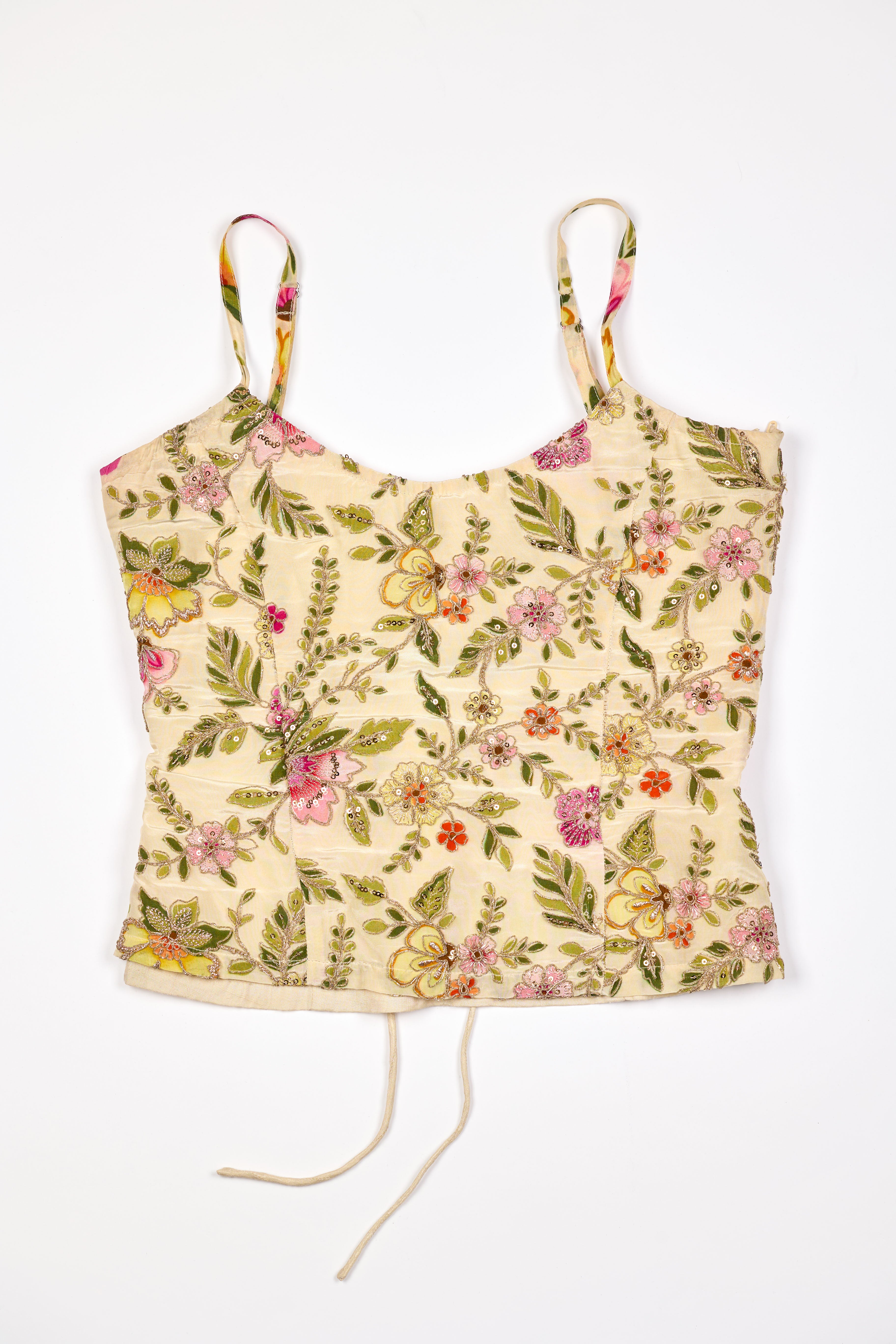 Floral patterned crop top on a white background