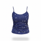 Blue tank top with star pattern on a white background