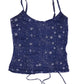 Navy blue tank top with star pattern on a white background